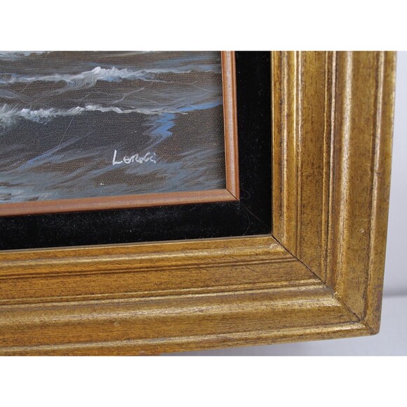 Sailing Ship Oil Painting 22x18 Lendi Signed on Canvas Framed Original - Picture 4 of 15